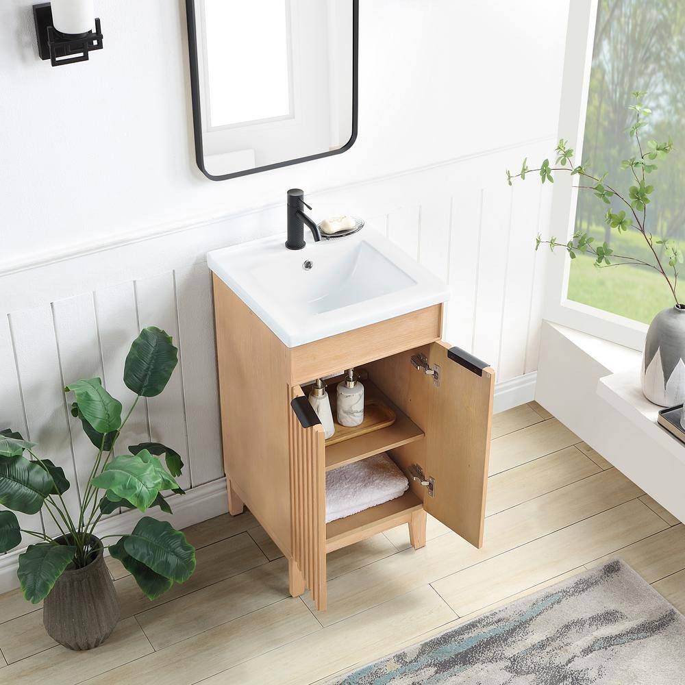 Palos 18.1 In.W X 18.1 In.D X 34.8 In.H Single Sink Bath Vanity in Fir Brown wit