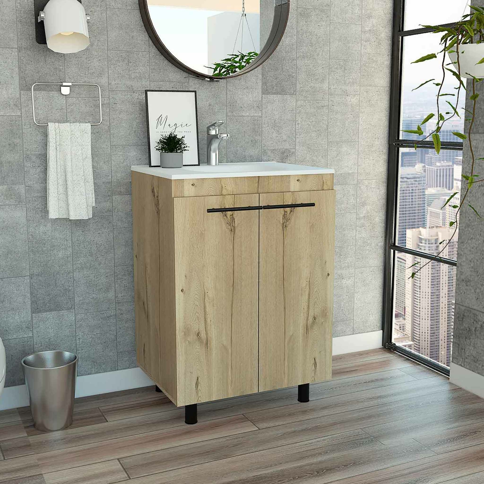 Selma 24″ Freestanding Vanity Cabinet With Division