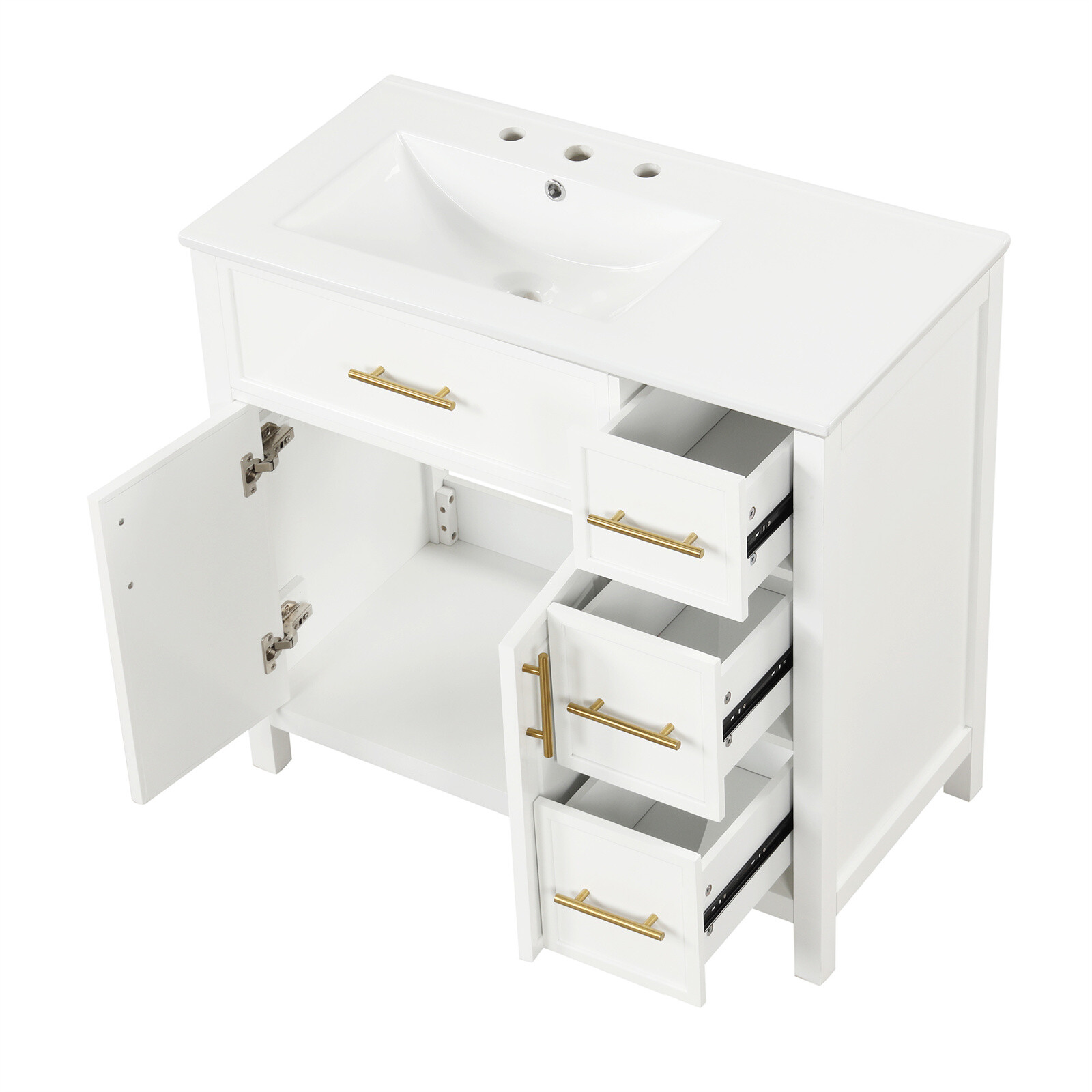 36″ Bathroom Vanity with Sink Bathroom Cabinet with 2 Doors and 3 Drawers