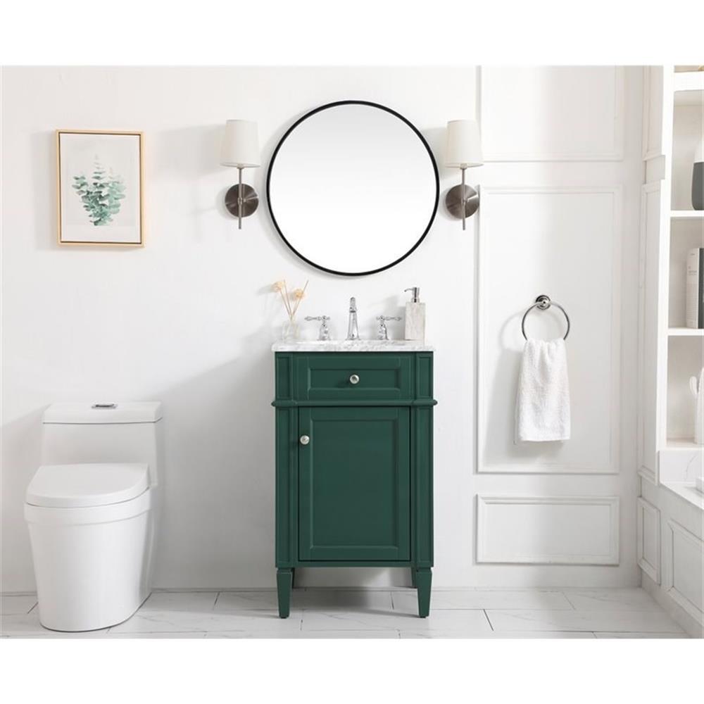 Elegant Decor Park Avenue 21″ Metal MDF Marble Single Bathroom Vanity in Green