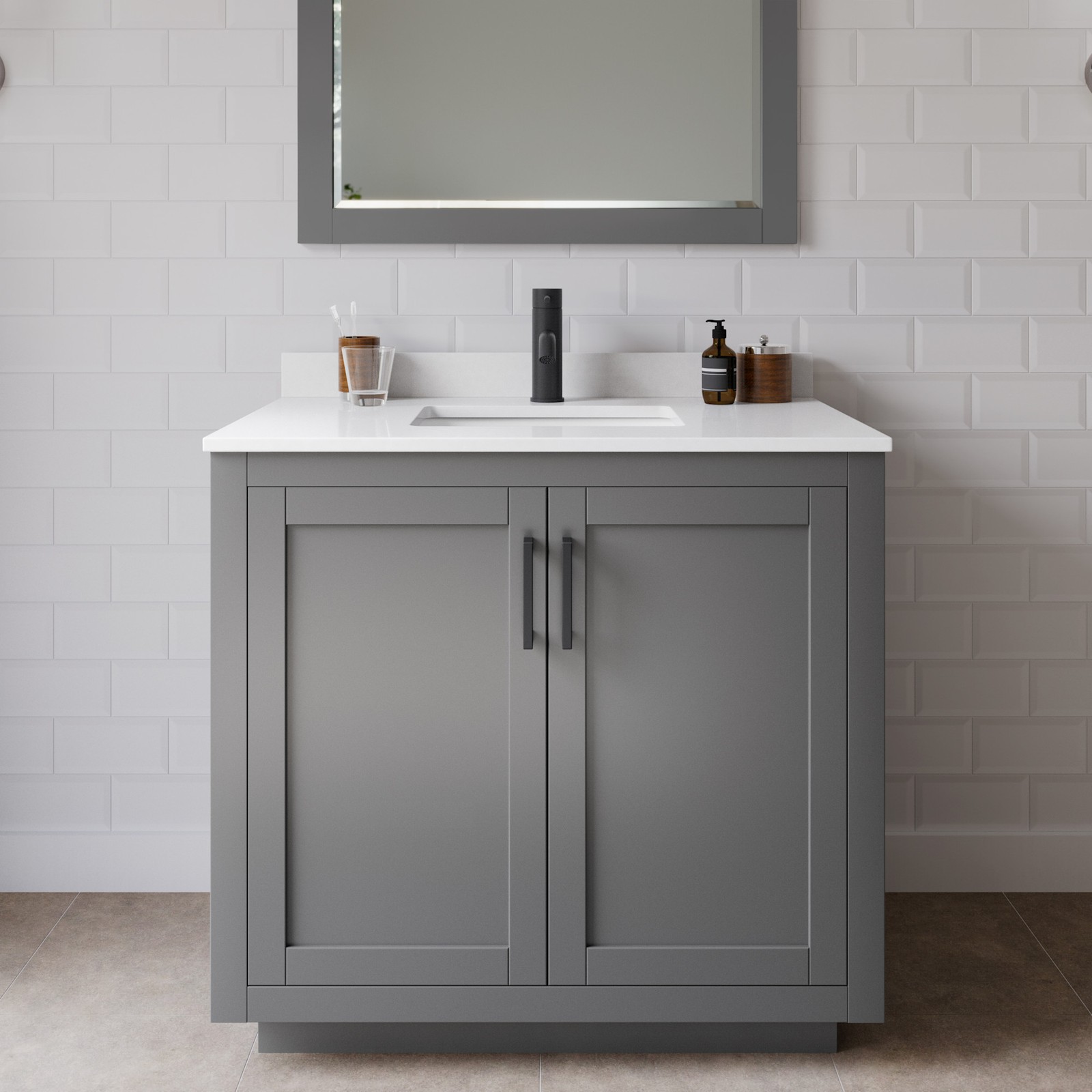 Wyndham Collection WCF2929-36S-VCA-M34 Miranda 36″ – Dark Gray / White Cultured