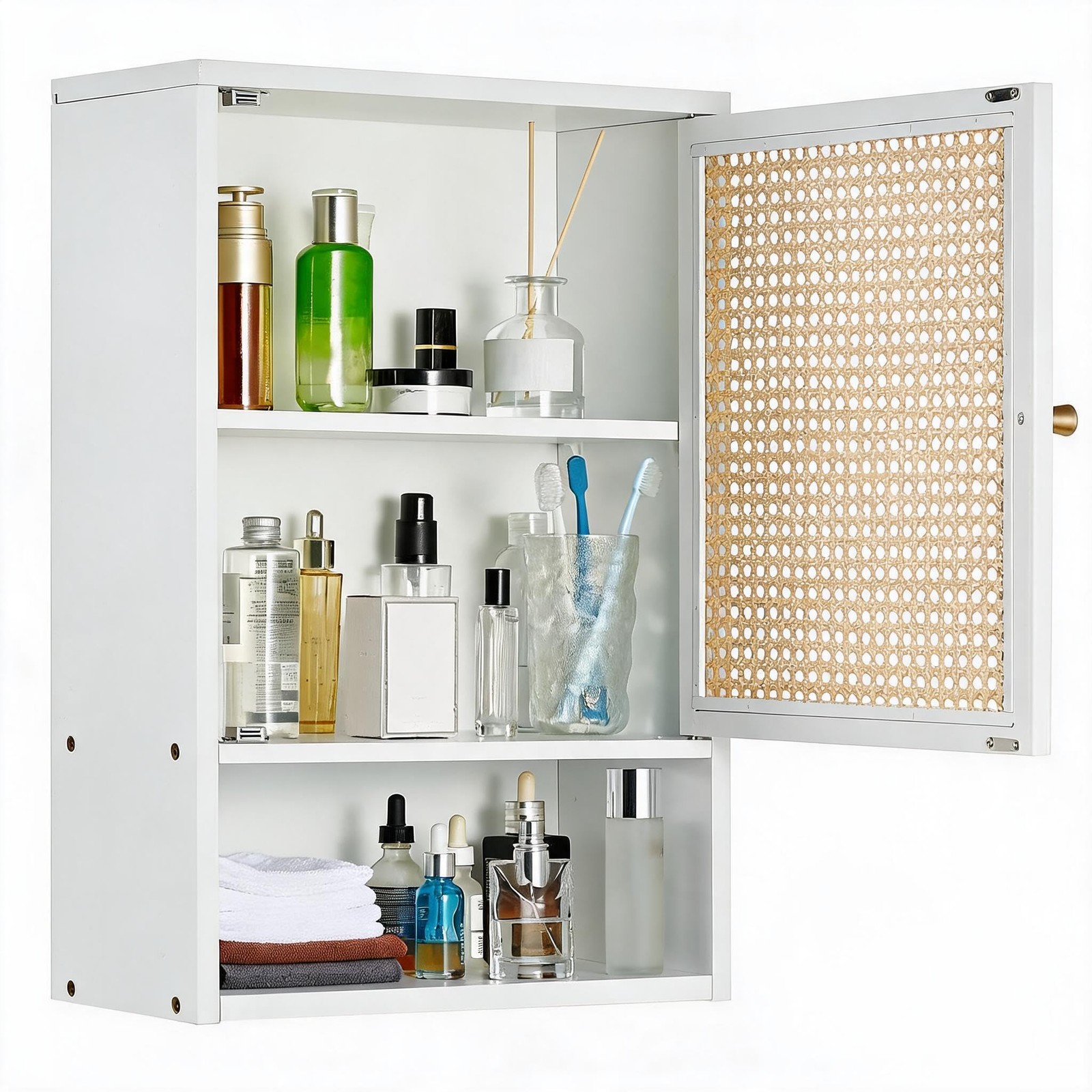 Garvee Rattan Door Bamboo Wall Storage Cabinet,Bathroom Medicine Cabinet,Kitchen