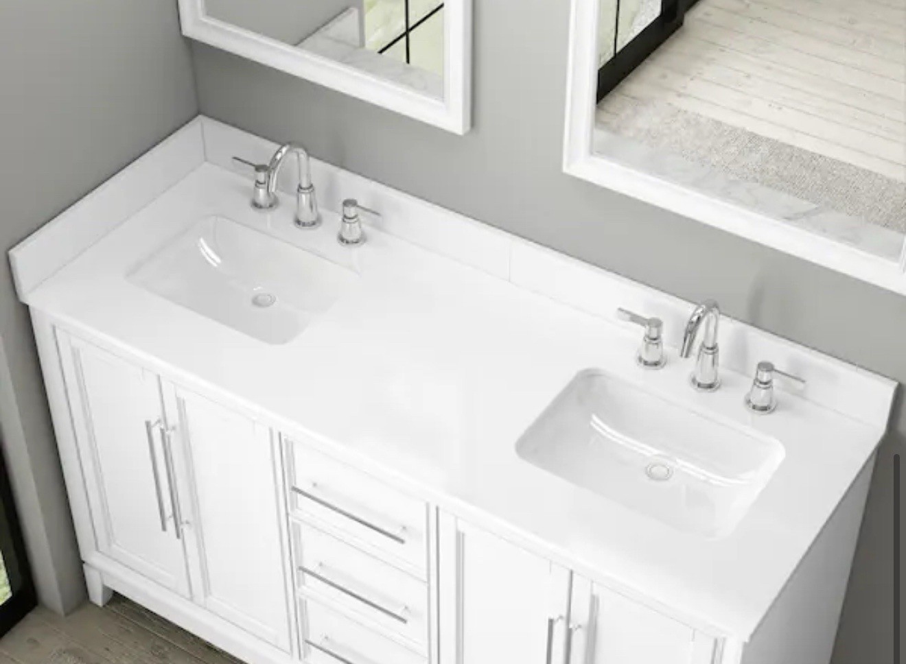 72″ x .75″ x 4″ Engineered White Bathroom Vanity Backsplash Split in 2