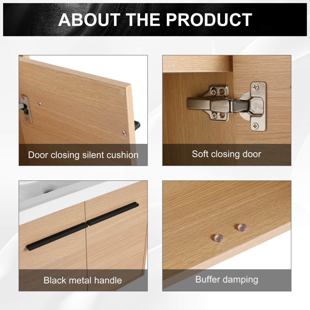 LEVISTAR Oak 24 Inch Bathroom Vanity with resin Countertop Sink