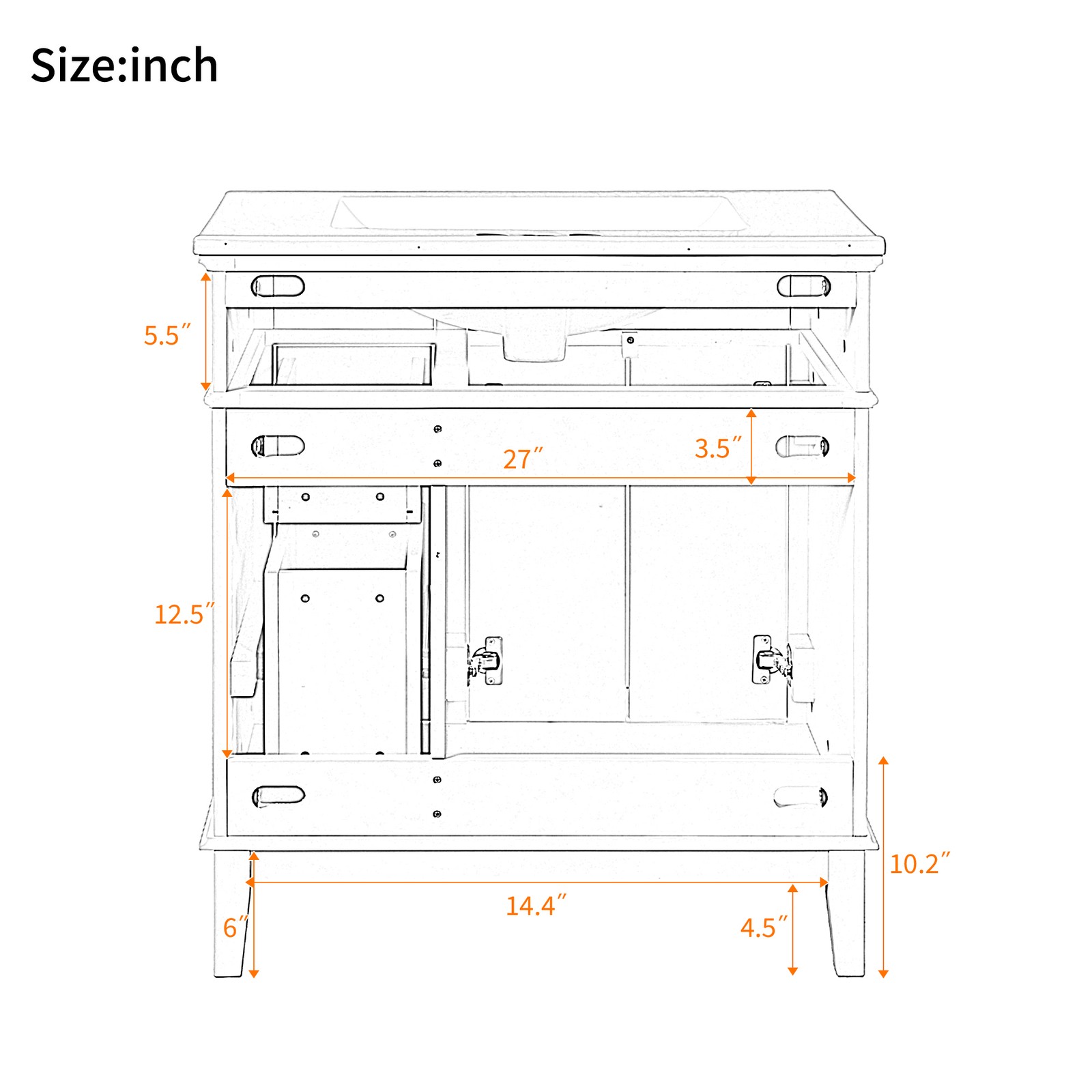 30″ Bathroom Vanity w/Ceramic Sink, Modern Storage Cabinet w/Soft-Close Doors