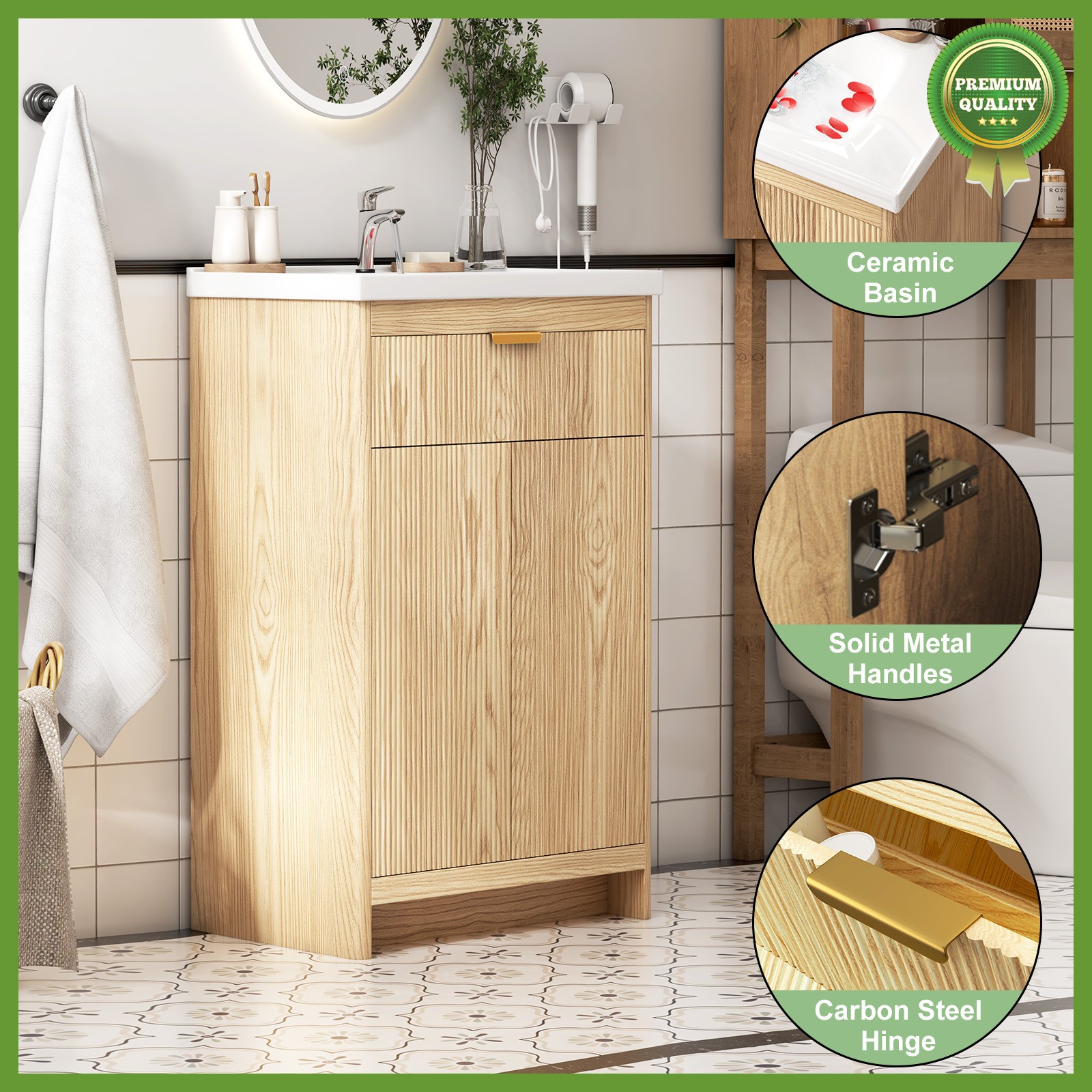 Bathroom Vanity Cabinet with Ceramic Sink Combo Bathroom Cabinet with 2 Doors