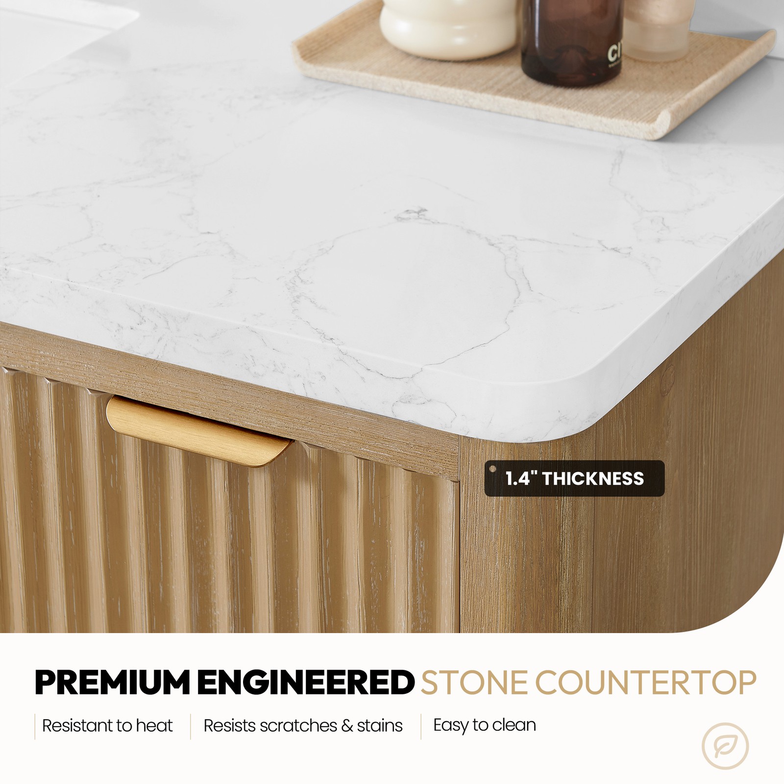 Cadiz 60″ Single Bathroom Vanity in Washed Ash Grey with Composite Stone Top