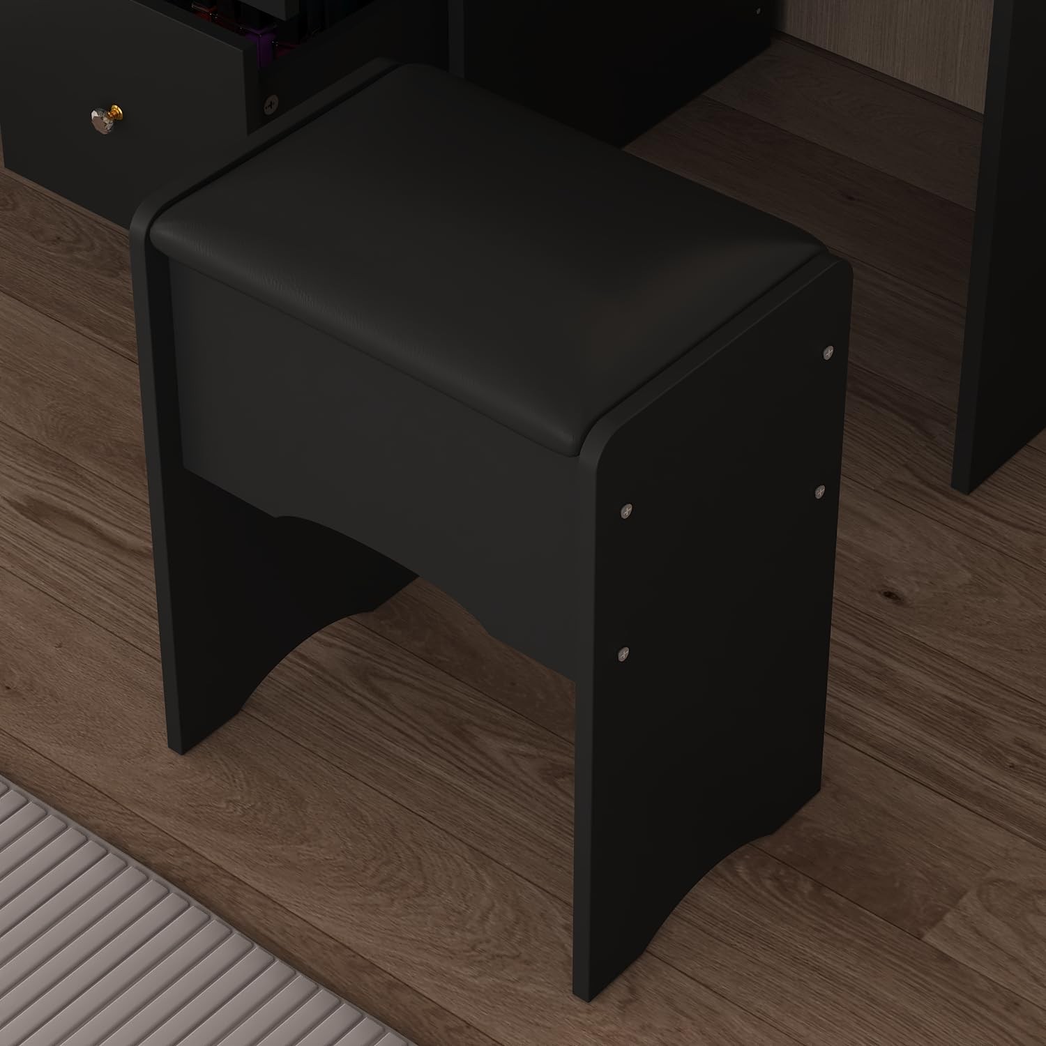Makeup Vanity Set with Lighted Mirror 5 Drawers Dressing Table Stool Black
