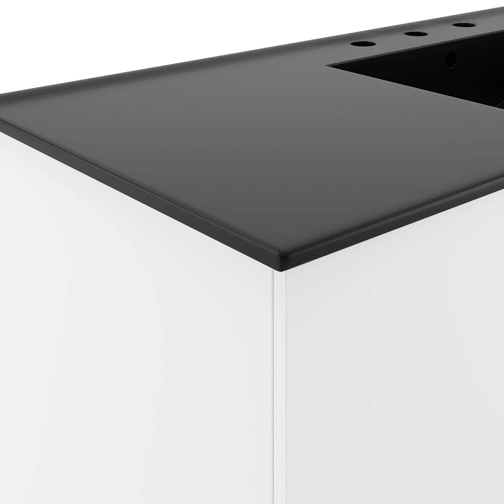 48″ Floating Bathroom Vanity Single Ceramic Sink Countertop Black White Gray