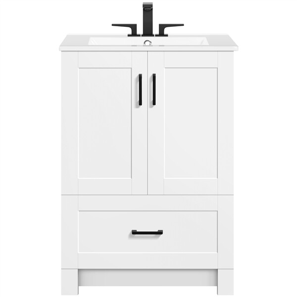 Bathroom Vanities Floor Standing with Sink Combo Set 24x19x34 Inch, White