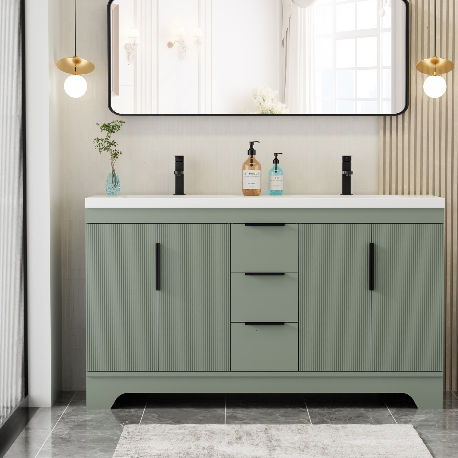 48″/60” Bathroom Vanity With Resin Sink Top