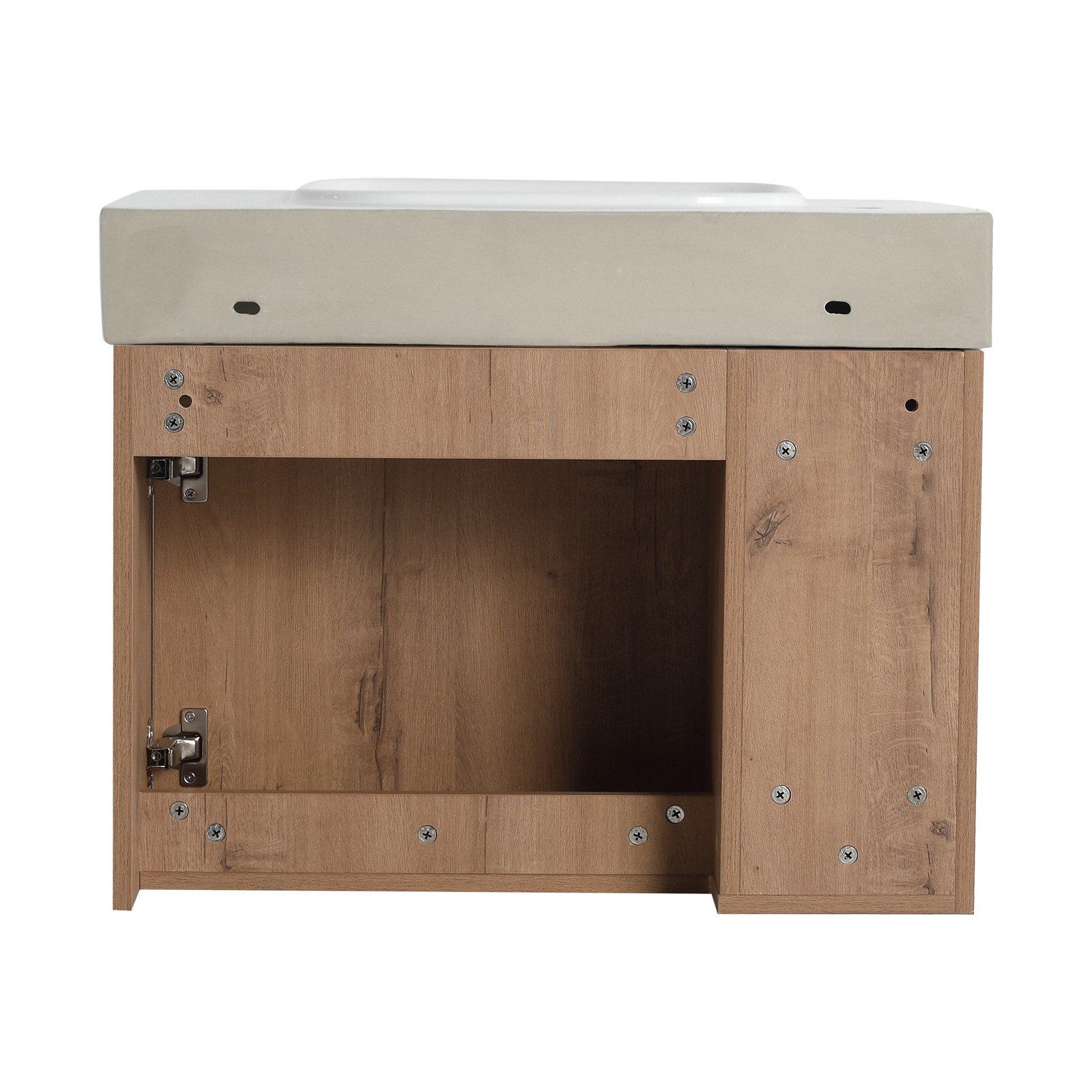 26in Plywood Freestanding Bathroom Vanity W/ Ceramic Sink Basin Door Shelf Oak