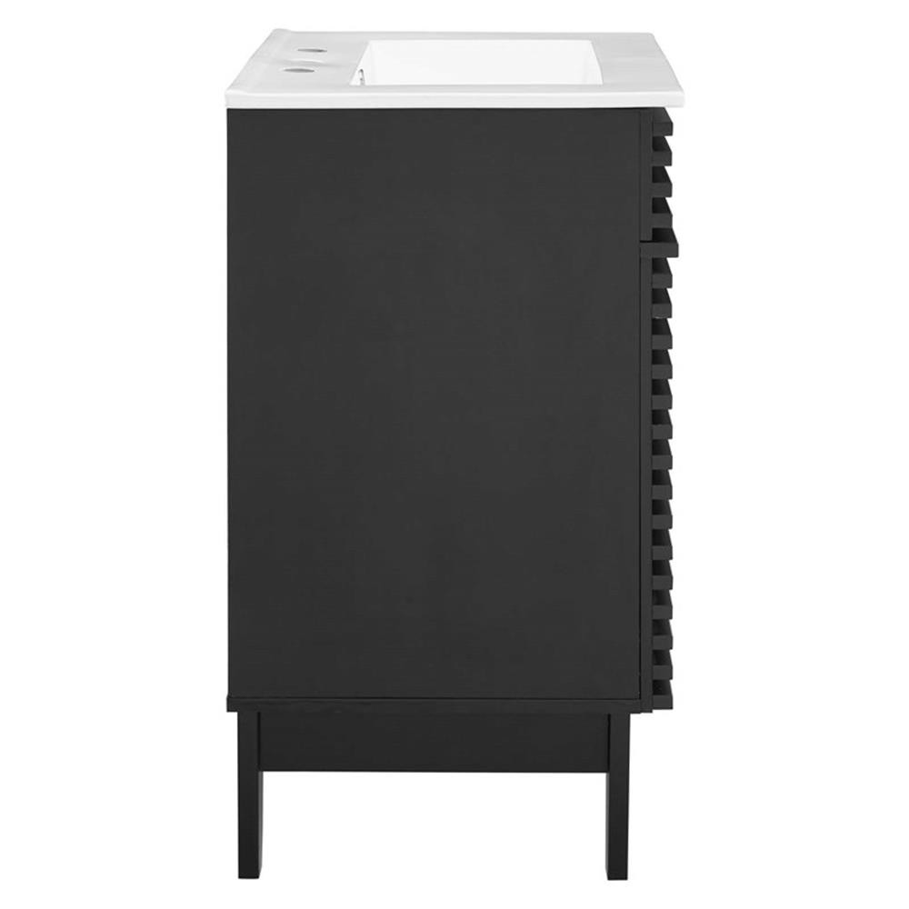 Pemberly Row Contemporary Wood Bathroom Vanity in Black and White