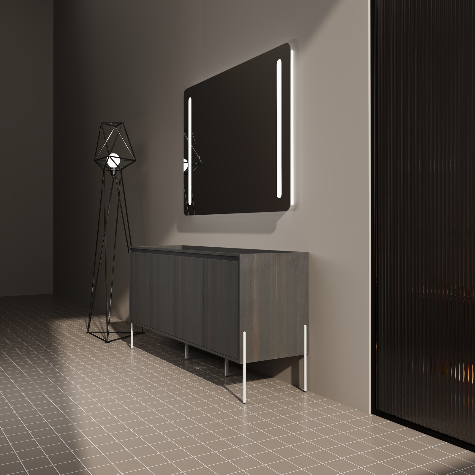 60 Inch Freestanding Bathroom Vanity Storage Cabinet Dark Oak Modern