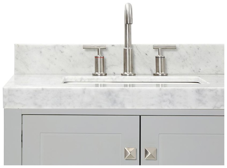 Ariel A072DCW5RVO Cambridge 72″ – White / Italian Carrara Marble Top / Brushed