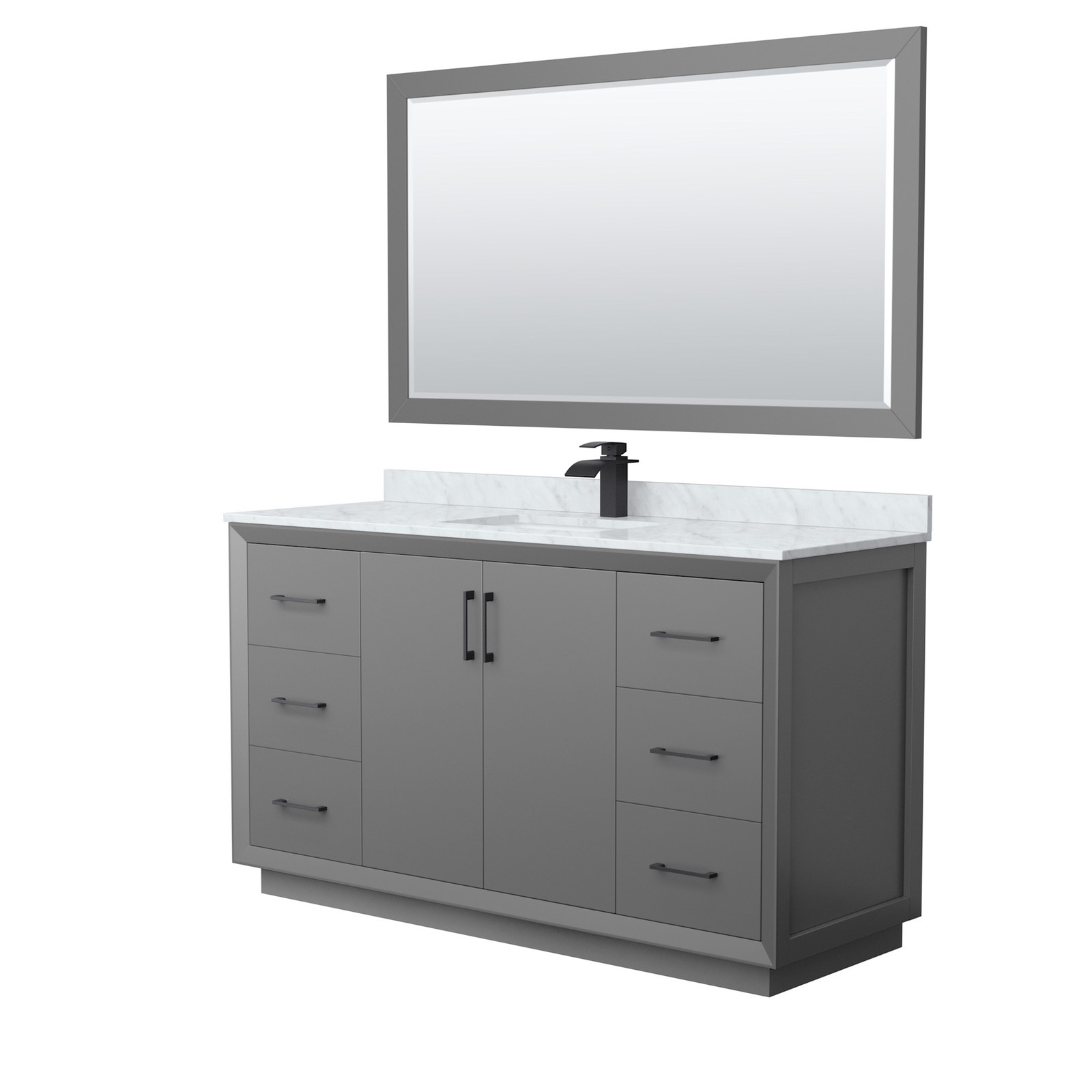 Wyndham Collection WCF414160S-NAT-UNSM58 Strada 60″ – Dark Gray / Matte Black