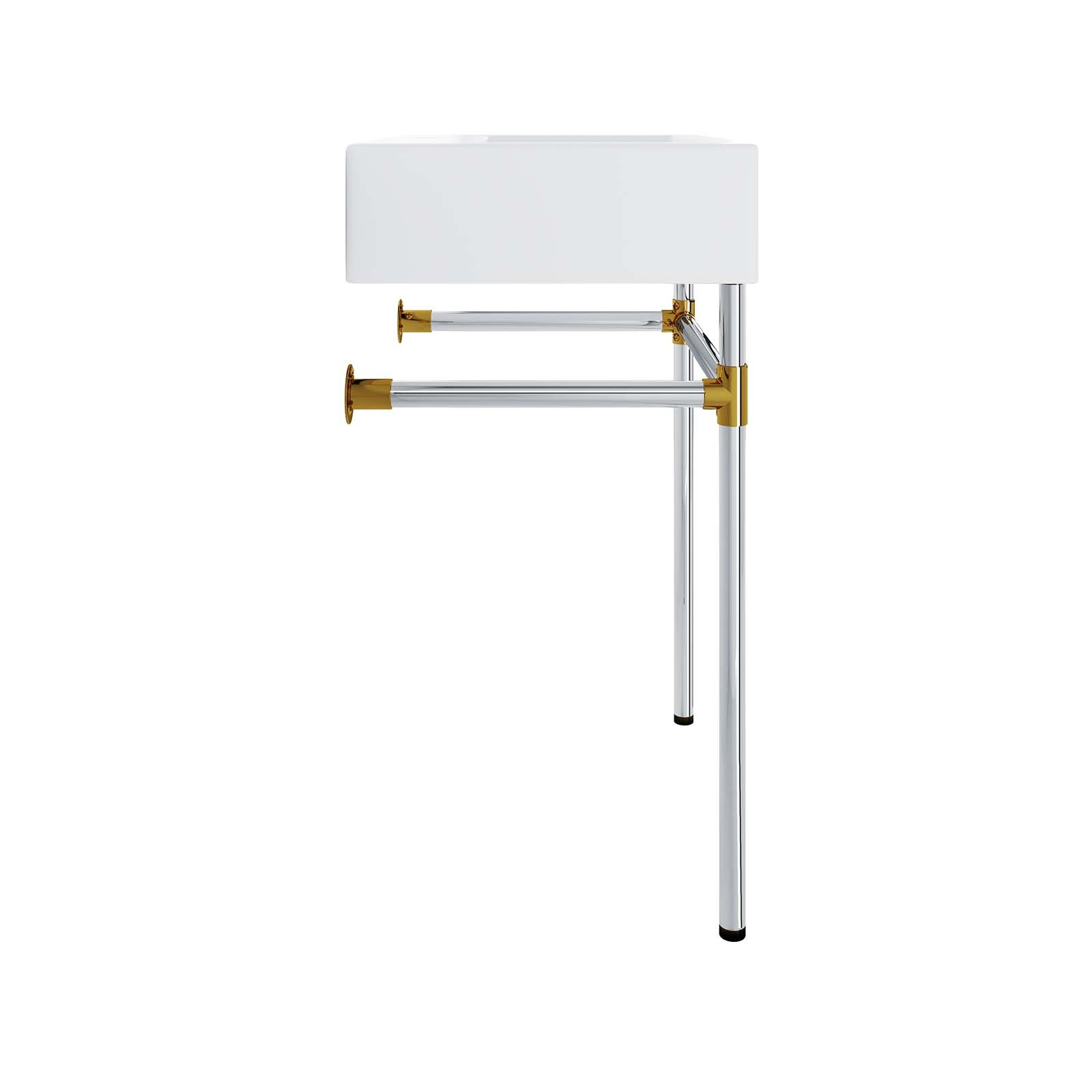 Modway Redeem 24″ Wall-Mount Silver Stainless Steel Bathroom Vanity