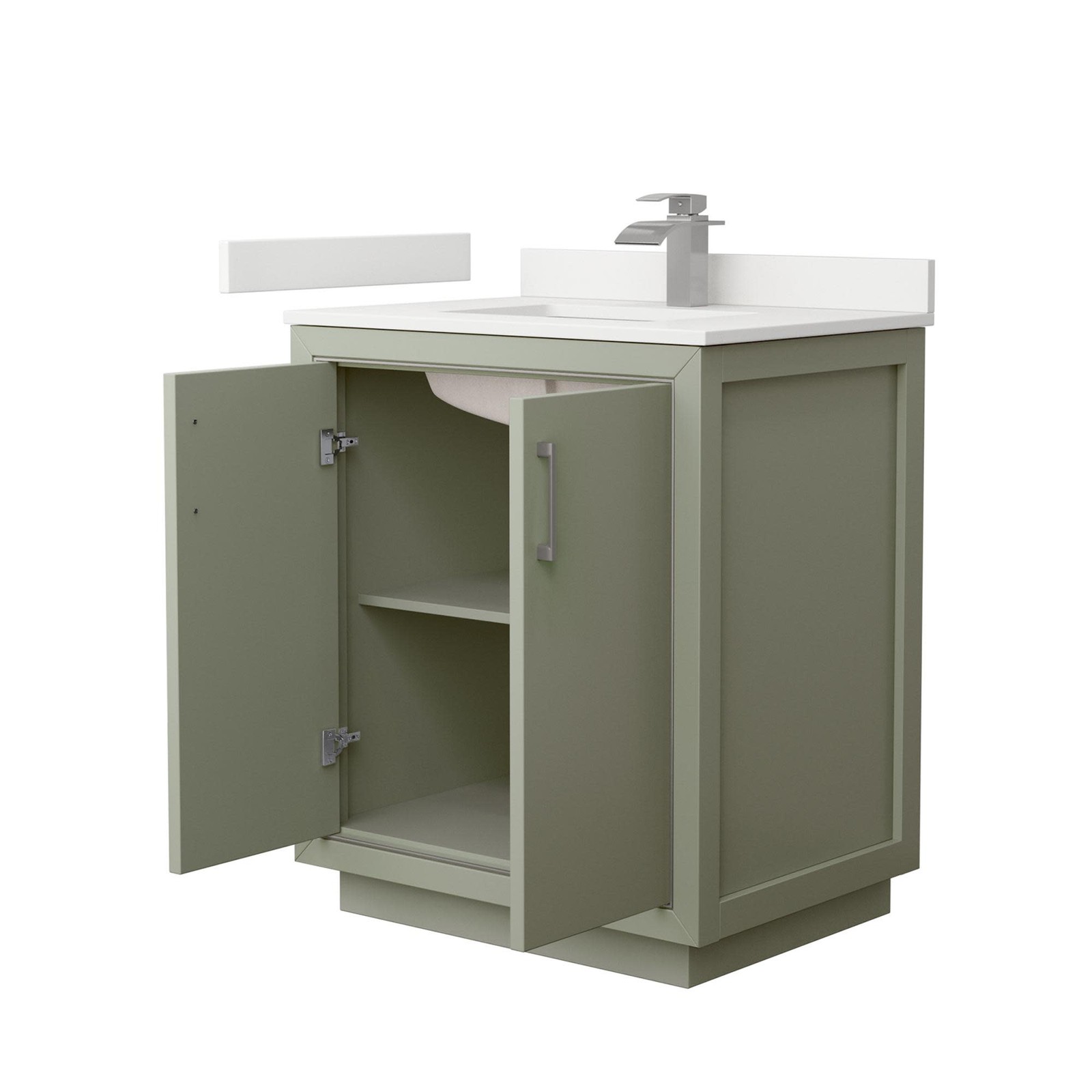 Wyndham Collection WCF111130S-QTZ-UNSMXX Icon 30″ – Dark Gray / White Quartz Top