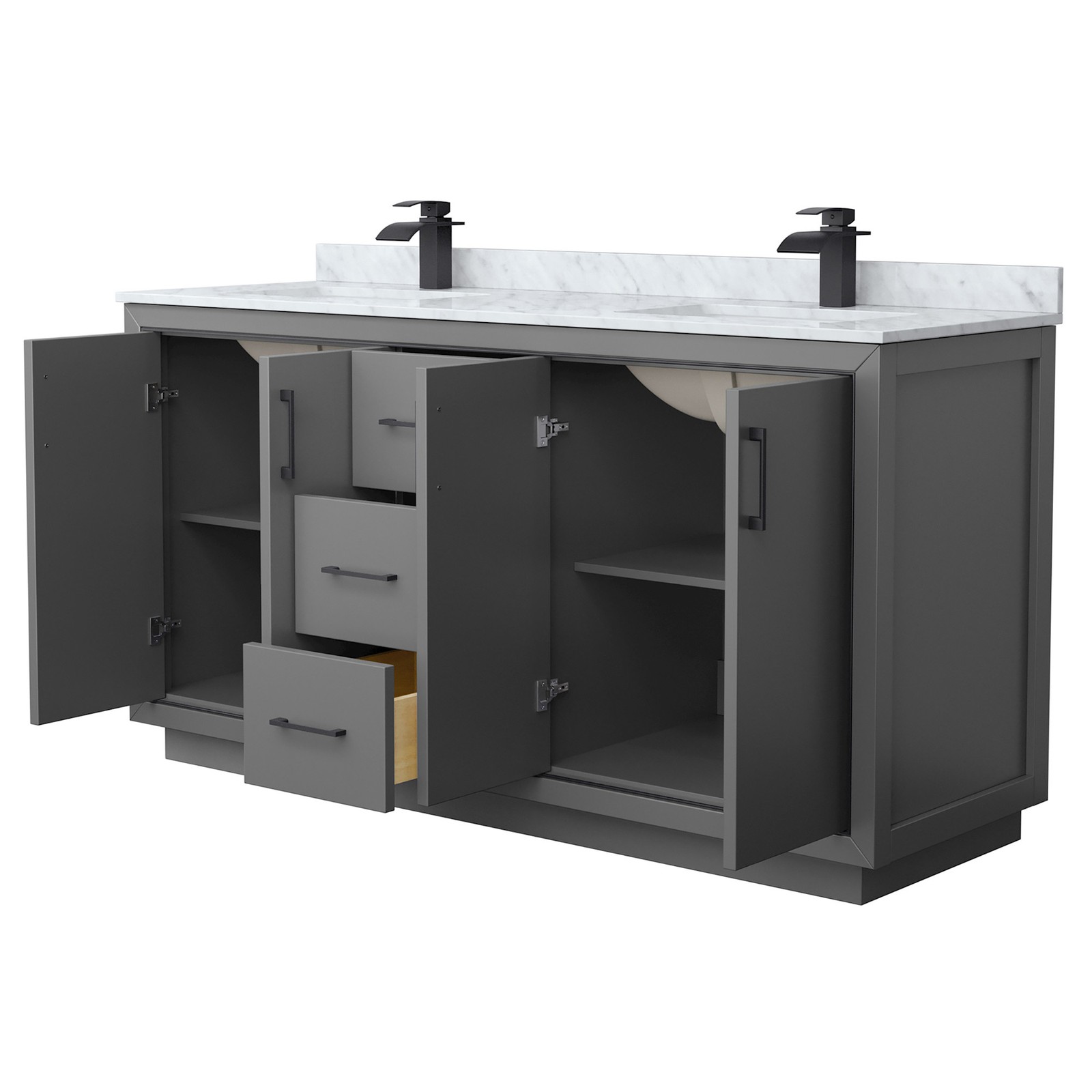 Wyndham Collection WCF1111-66D-NAT-MXX Icon 66″ – Dark Gray / Matte Black