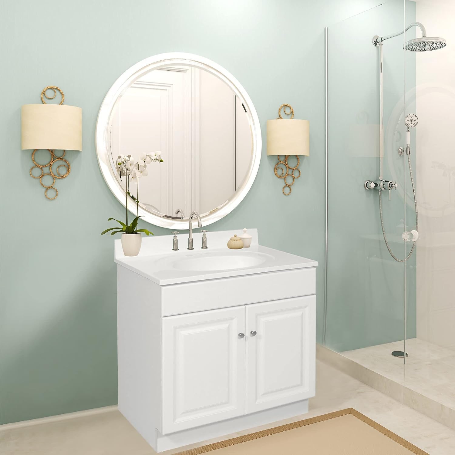 Stylish Wyndham 2-Door Bathroom Vanity Cabinet – Easy Assembly, White Finish
