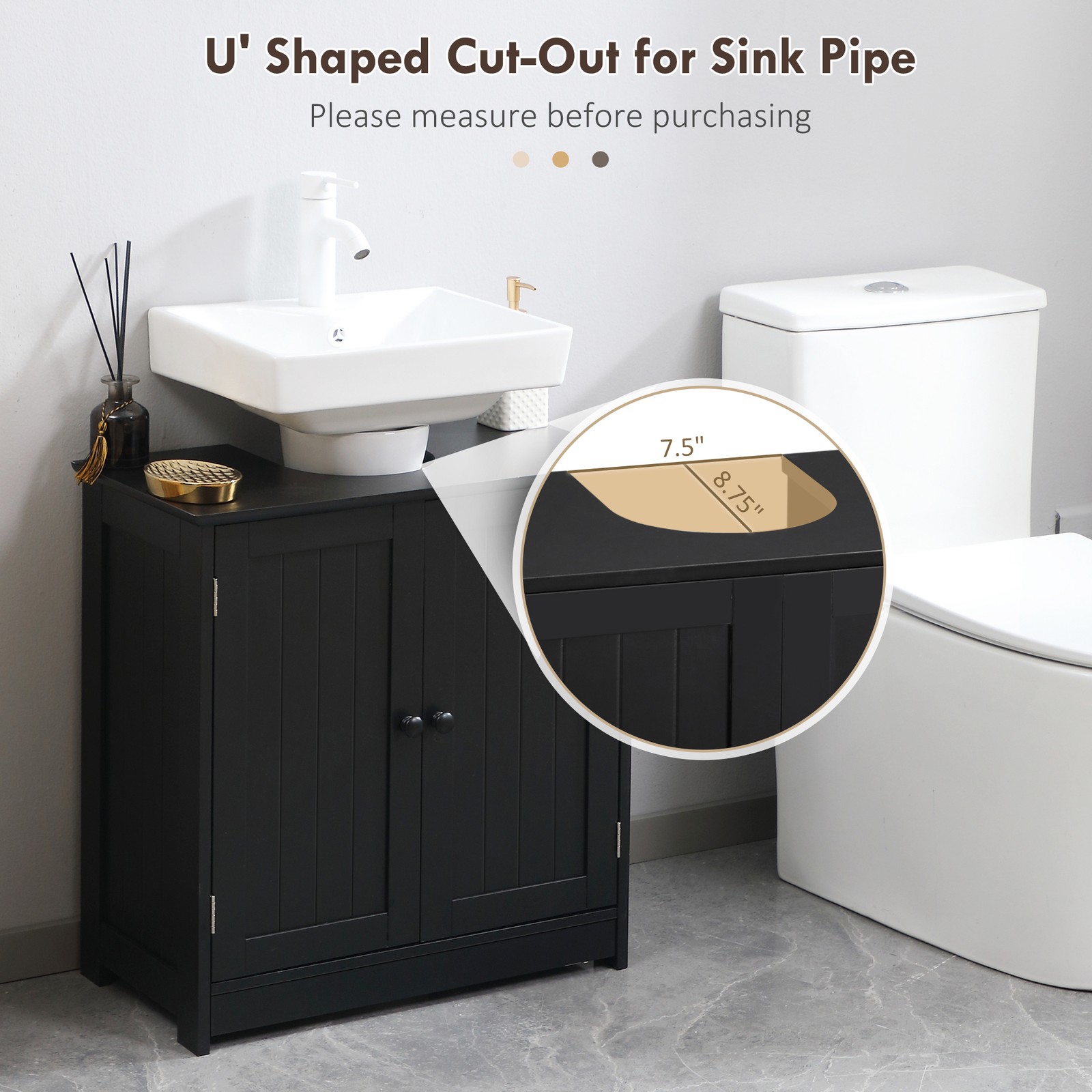 Under Sink Bathroom Cabinet with 2 Doors and Shelf