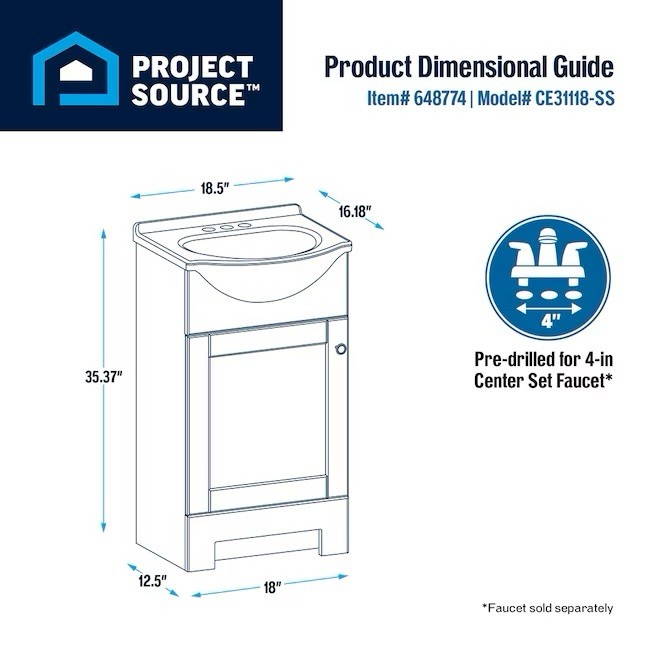 18.5″ Single Bathroom Vanity with Cultured Marble Top
