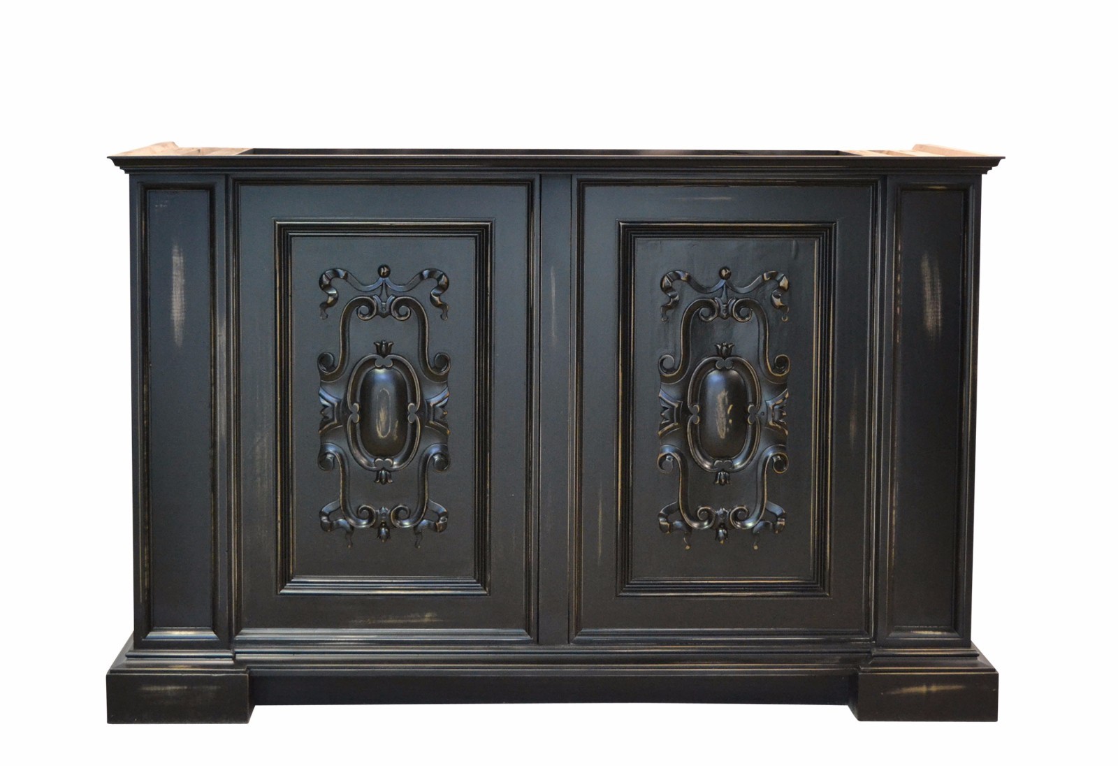 Antique Style Painted Sink Chest Vanity Italian Inspired Carved Panels