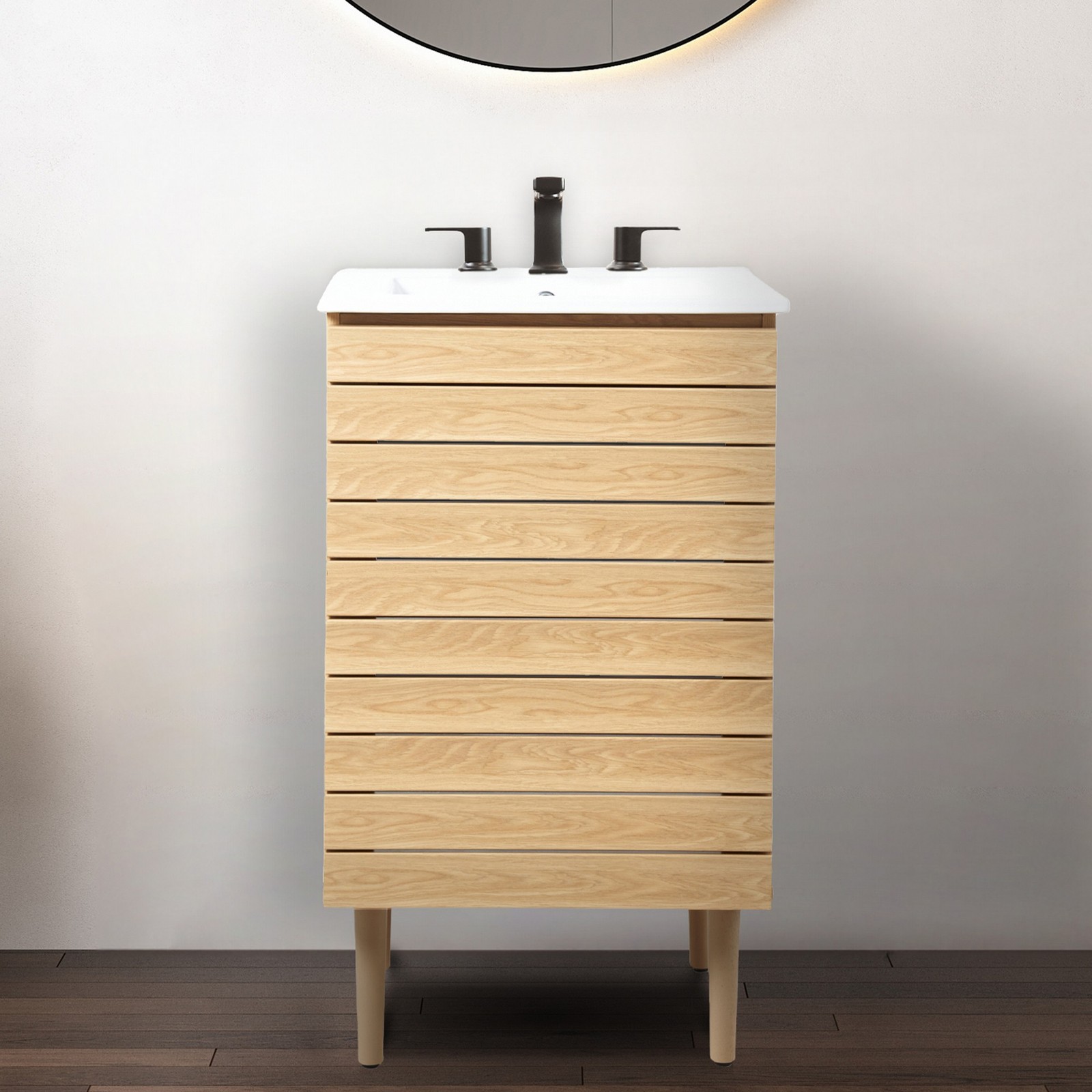 Aubert 20 in. W x 18 in. D x 33 in. H Thick Linear Slat Modern Farmhouse 2-Shelf