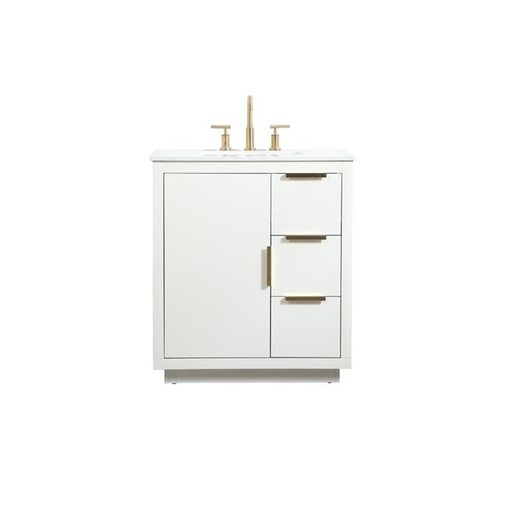 Elegant Decor Blake 30″ Aluminum Alloy MDF Single Bathroom Vanity in White