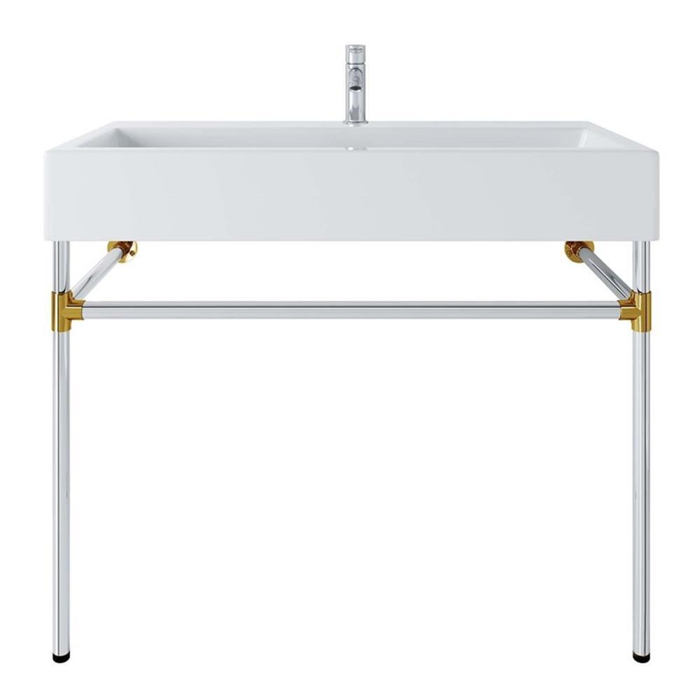 Modway Redeem 40″ Wall-Mount Stainless Steel Bathroom Vanity in Silver/White