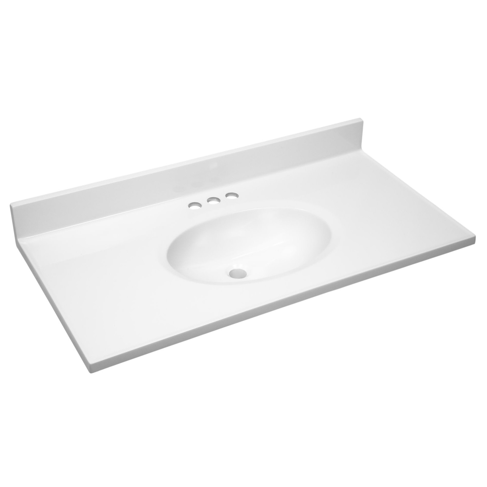 Pemberley Row Marble Solid White Vanity Top Oval Waterproof 37″ x 19″ Unassem…