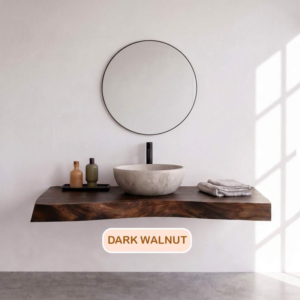 Bathroom Vanity Modern Rustic Solid Wood Live Edge Sink Counter Bathroom