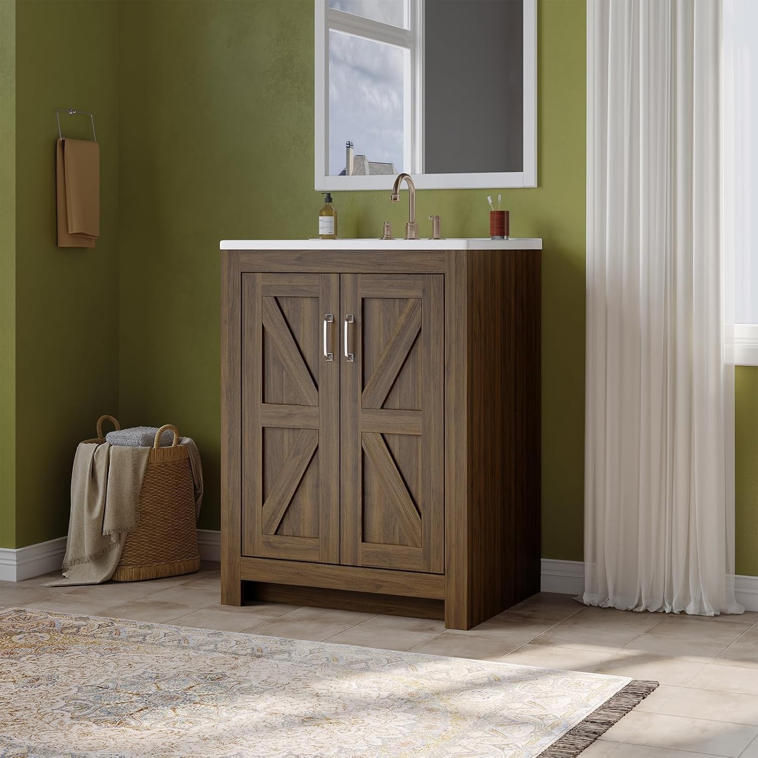 Farmhouse Bathroom Vanity W/ Sink Freestanding Bathroom Vanities W/ Ceramic