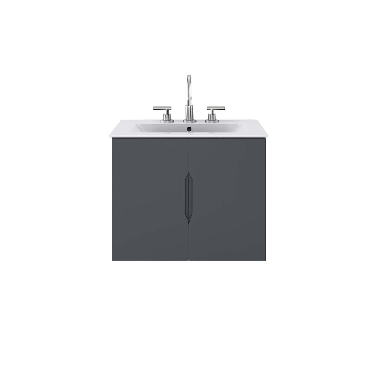 Modway Vitality 24″ Wall-Mount Bathroom Vanity in Gray White