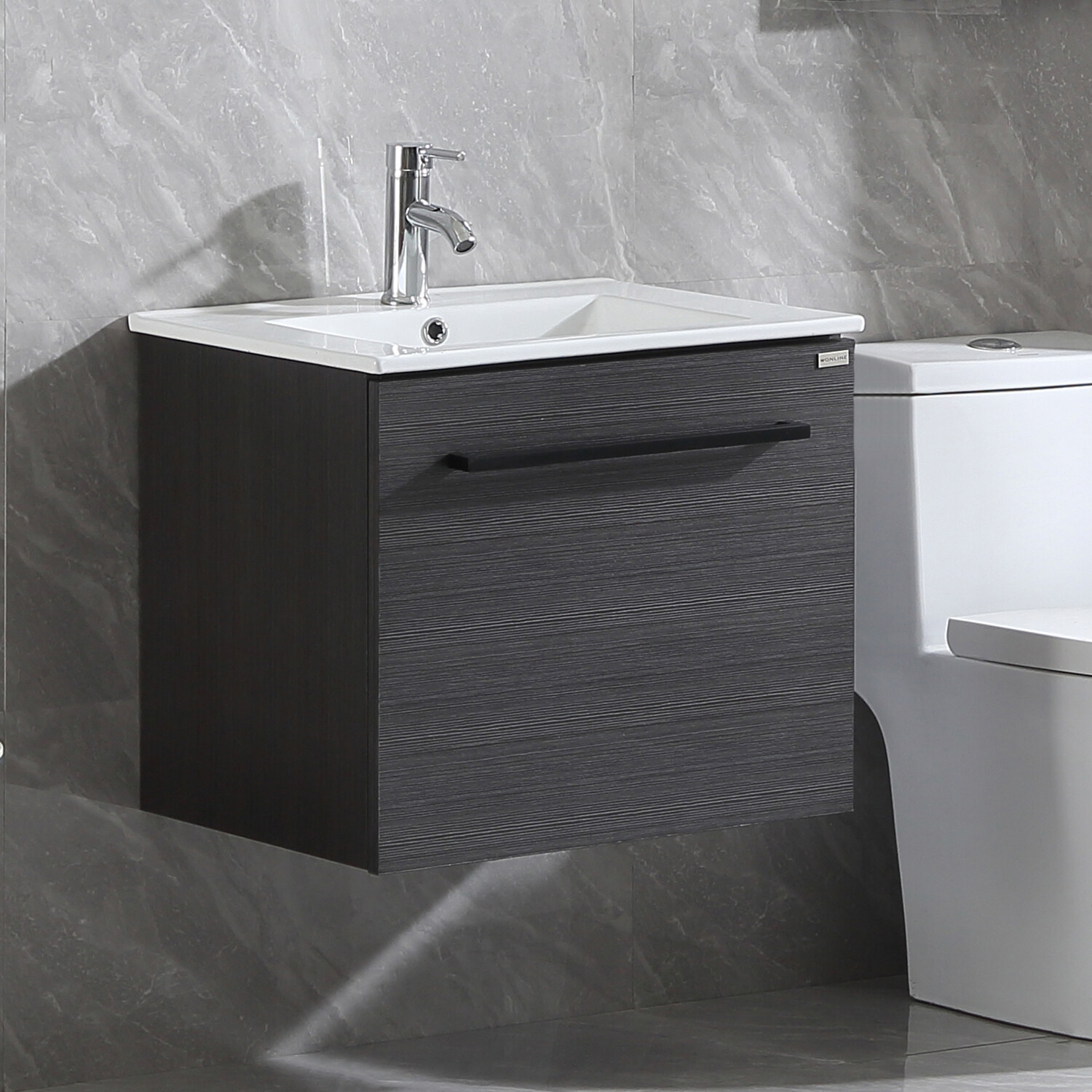 24Inch Bathroom Vanity With Sink Wall Mounted Cabinet Storage Set w/Faucet Drain