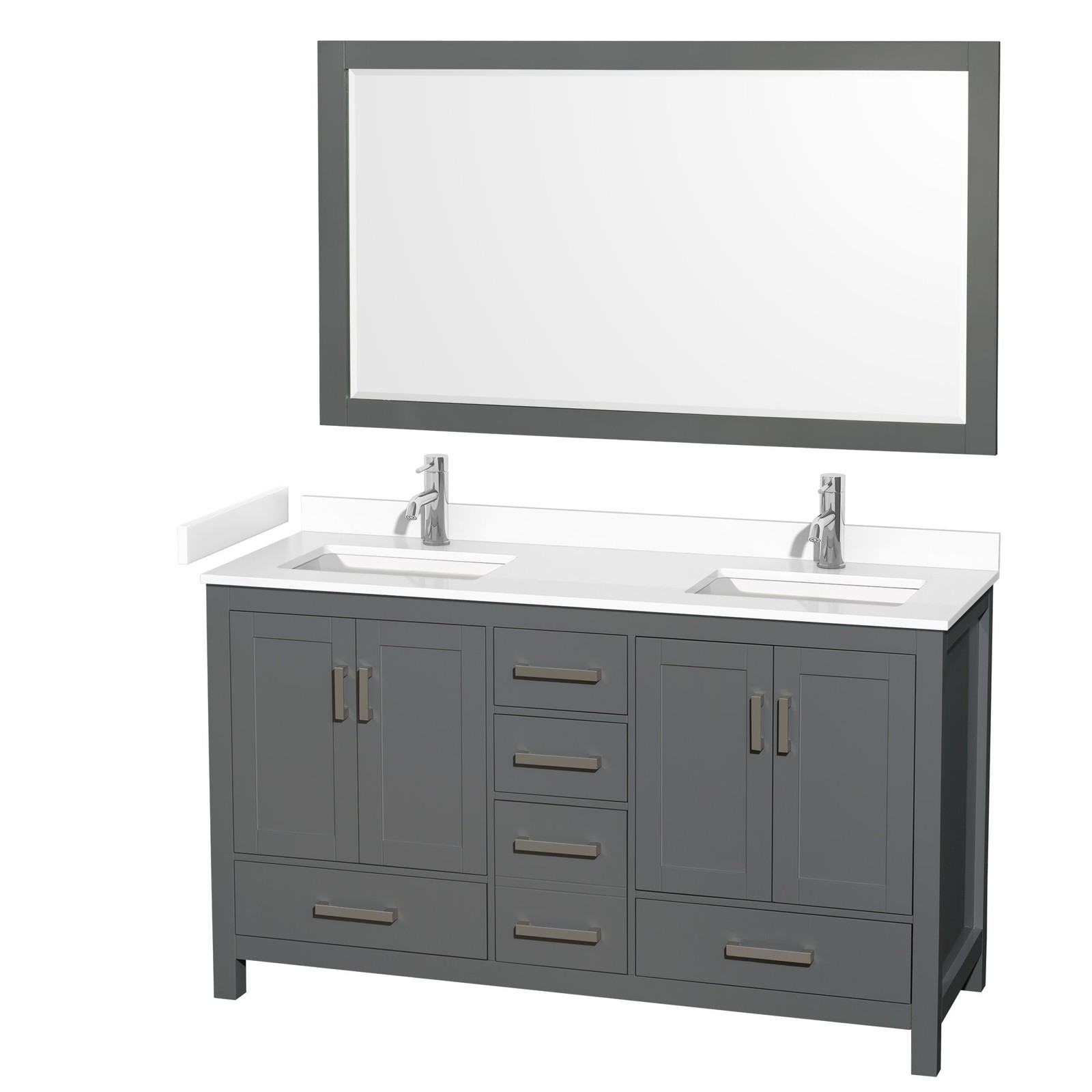 Wyndham Collection WCS141460D-VCA-M58 Sheffield 60″ – Gray / Carrara Cultured