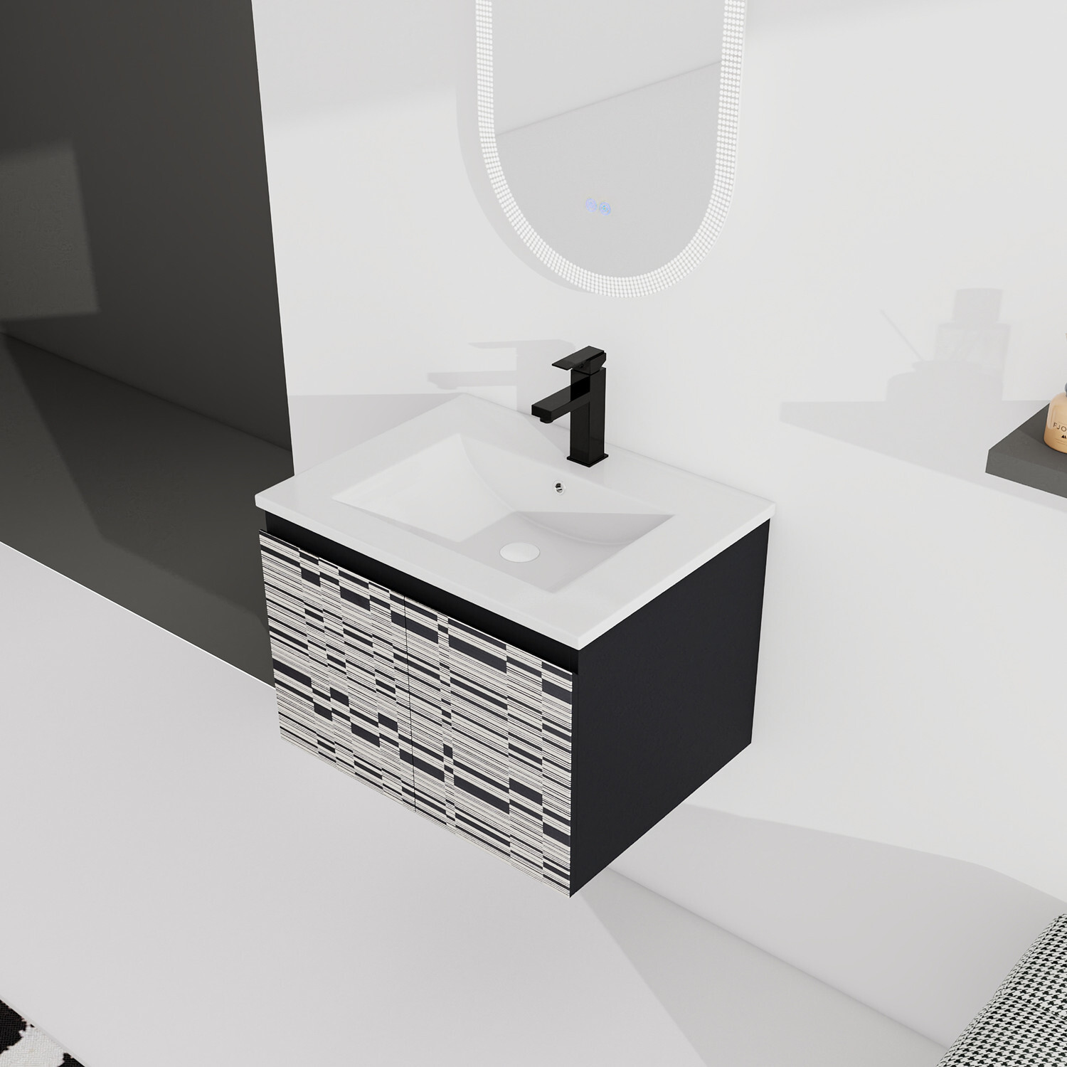 24″ 30″ Wall Mounted Bathroom Vanity with Sink, Floating Vanity Cabinet 2 Doors
