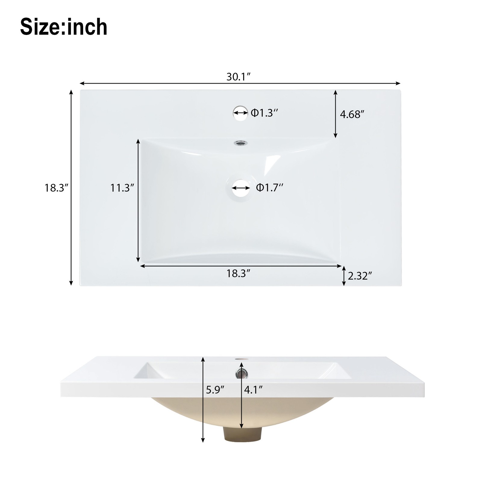 30″ Bathroom Vanity Set with Sink, Solid Wood Frame, Black Cabinet