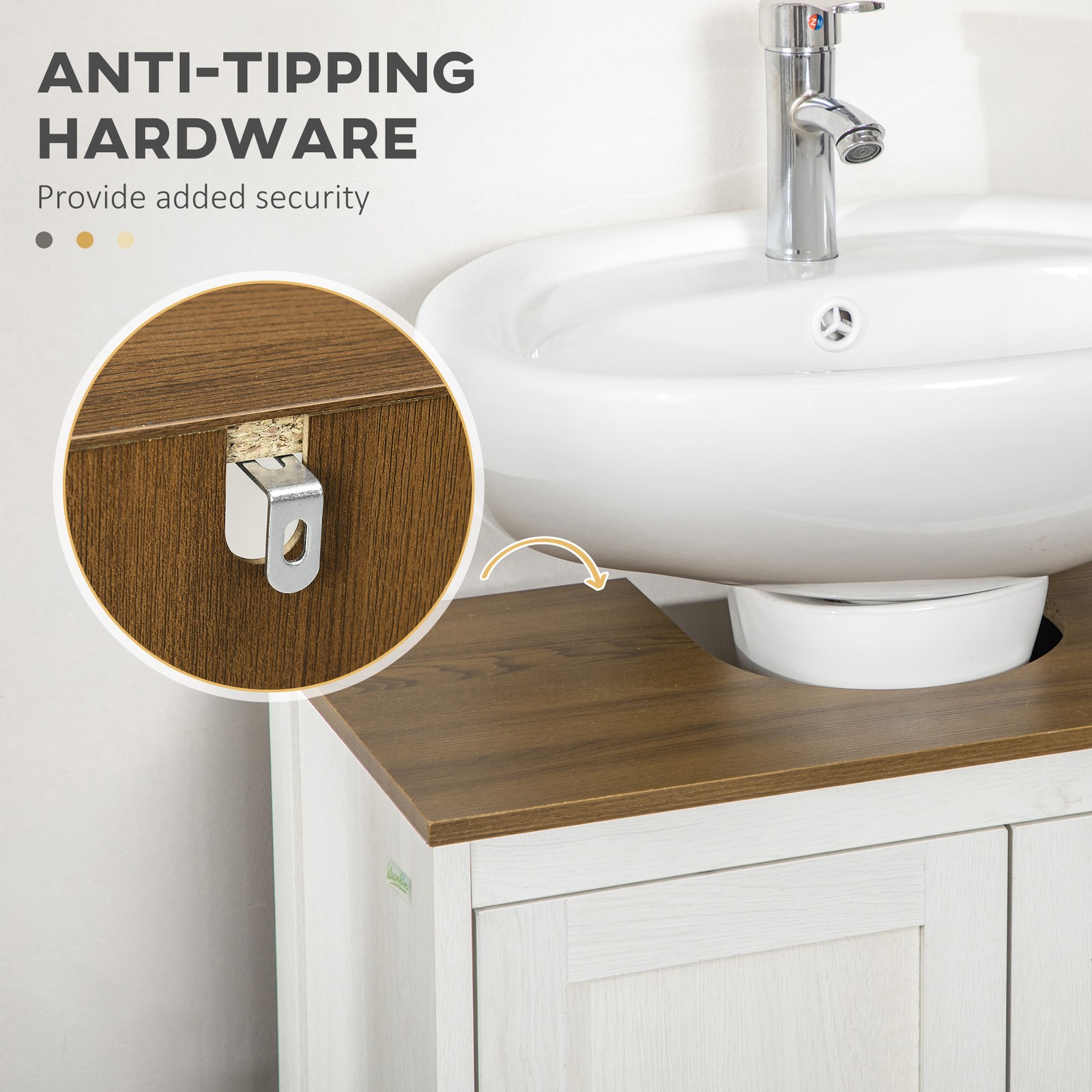 Bathroom Sink Cabinet, Freestanding Under Sink Cabinet Doors Adjustable Shelf