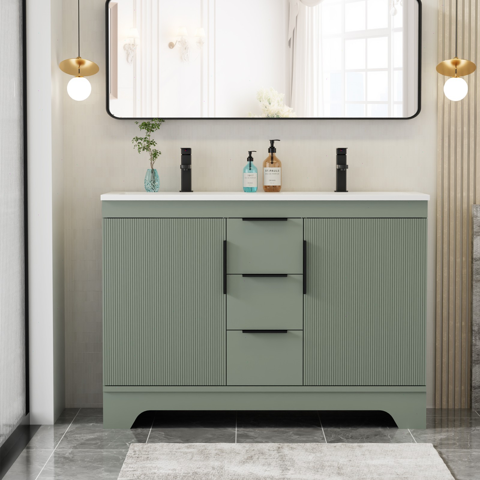 48″/60” Bathroom Vanity With Resin Sink Top