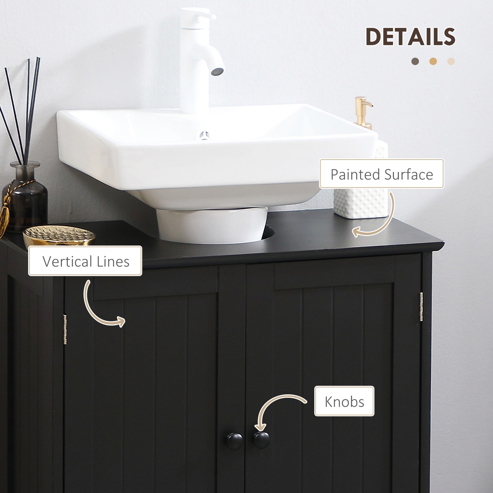 Under Sink Bathroom Cabinet with 2 Doors and Shelf