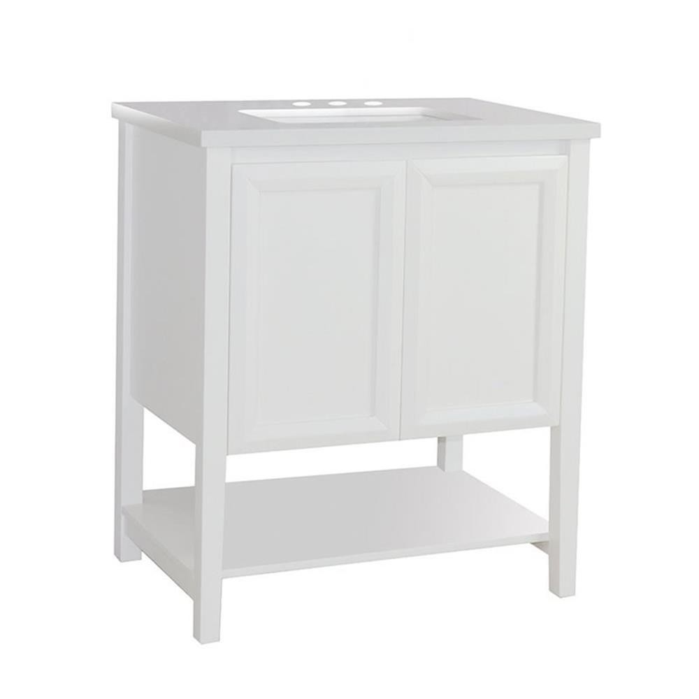 31″ 2-Door Transitional Single Sink Solid Wood Vanity in White