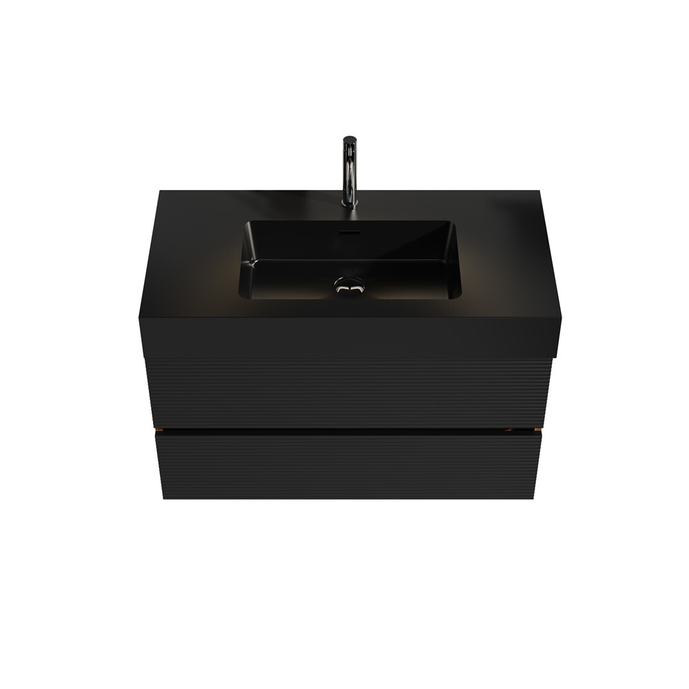 36″ Wall Mounted Bathroom Vanity w/Sink,2 Drawer,Floating Vanity Storage Cabinet