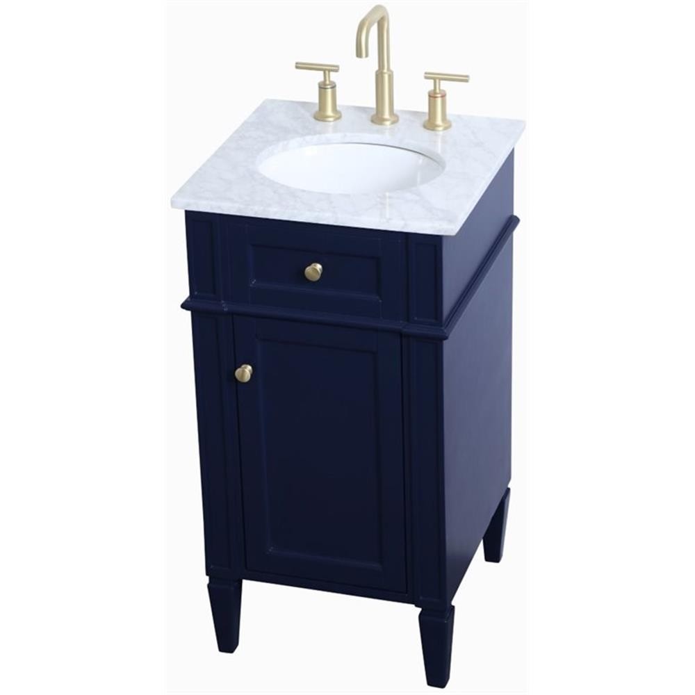 Pemberly Row Modern 18″ Single Marble Top Bathroom Vanity in Blue