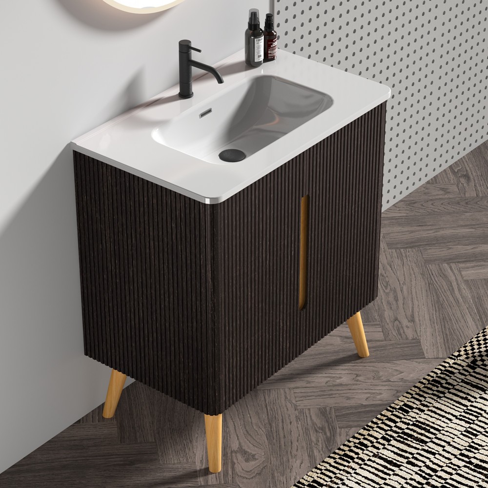30″ Bathroom Vanity with Sink, Storage Freestanding Bath Vanity Cabinet, 2 Doors
