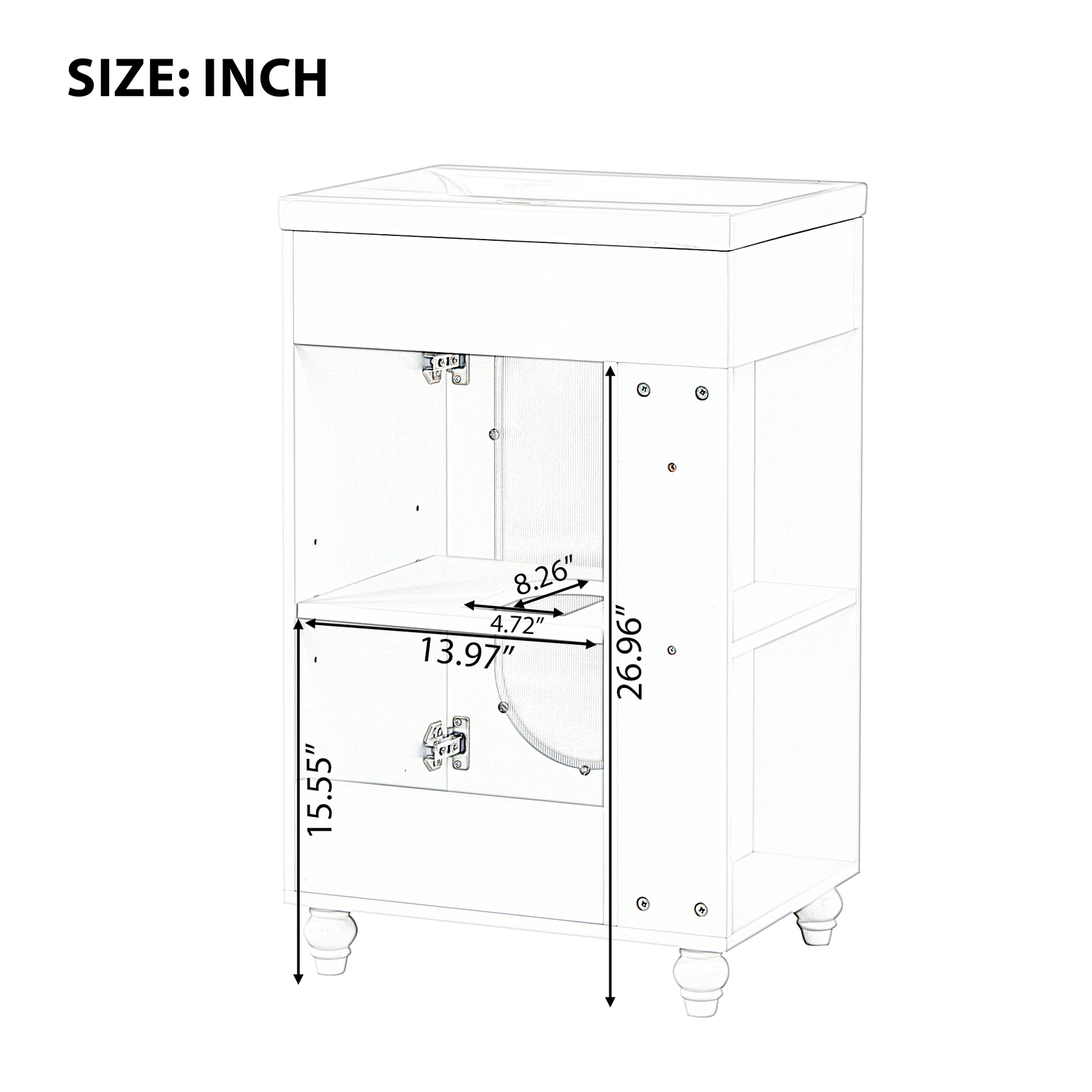 20″ Bathroom Vanity with Sink, Bathroom Vanity Cabinet with Two-tier Shelf Black