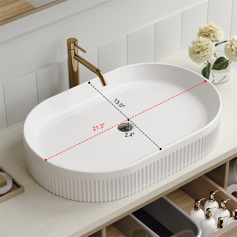 Modern Wall-Mounted Floating Cabinet Bathroom Vanity with Oval Sink & 2 Drawers
