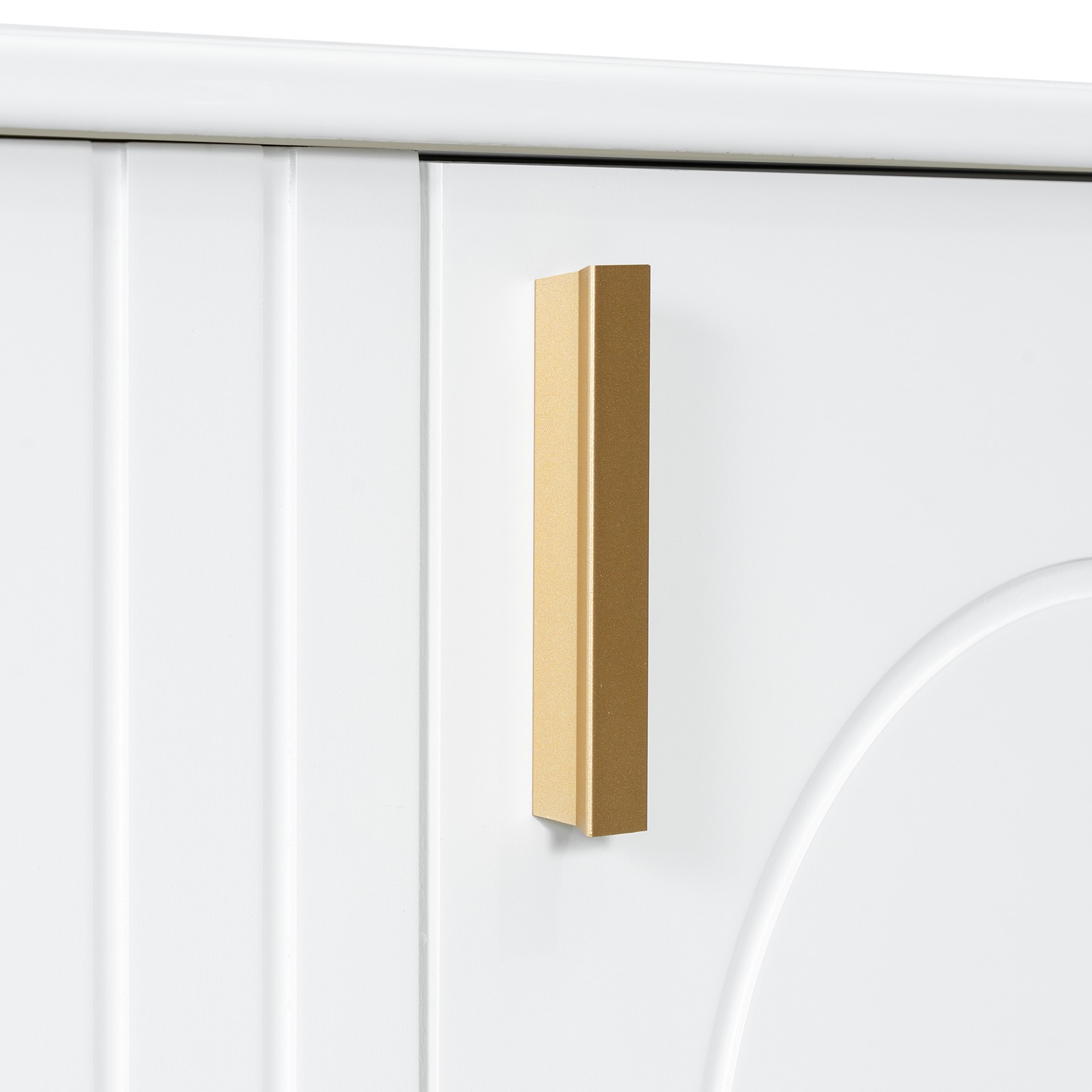 Dressing table with water trough frame, open storage, soft closed door