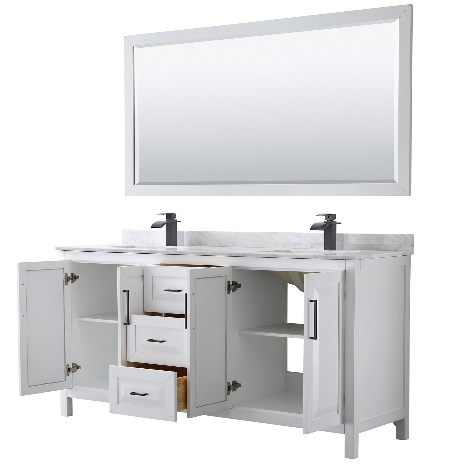 Wyndham Collection WCV252572DUNSM70 Daria 72″ – Dark Gray / White Carrara Marble
