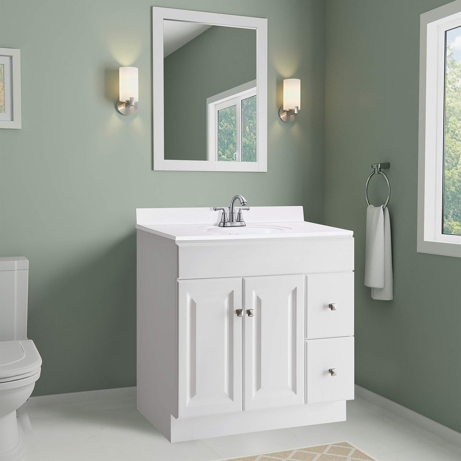 Design House 25″ Traditional Marble Single Bowl Vanity Top in Solid White